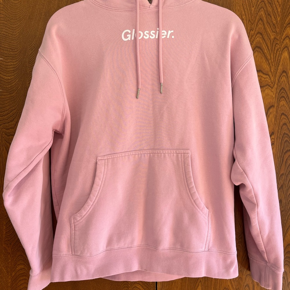 Glossier Blush Pink Hoodie Sweater